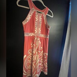 BCBGMaxAzria Coral Dress with Cream Swirl Detail